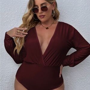 SHEIN Red Bodysuit with Dramatic Sleeves